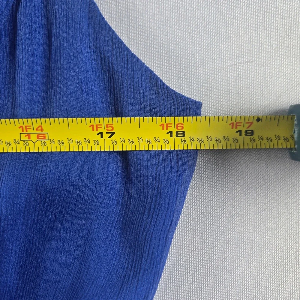 J.Crew 100% Silk Sleeveless‎ Midi Dress Women's Size 10 Blue Pleated V-Neck